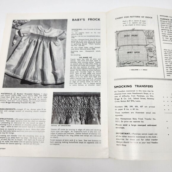 Vintage Smocking Booklet 1 By Penelope Publications For Embroidery & Crochet - Picture 5 of 6